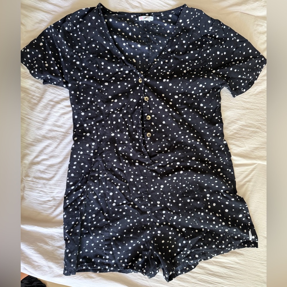 SisstRevolution Black and White Polka Dot Romper